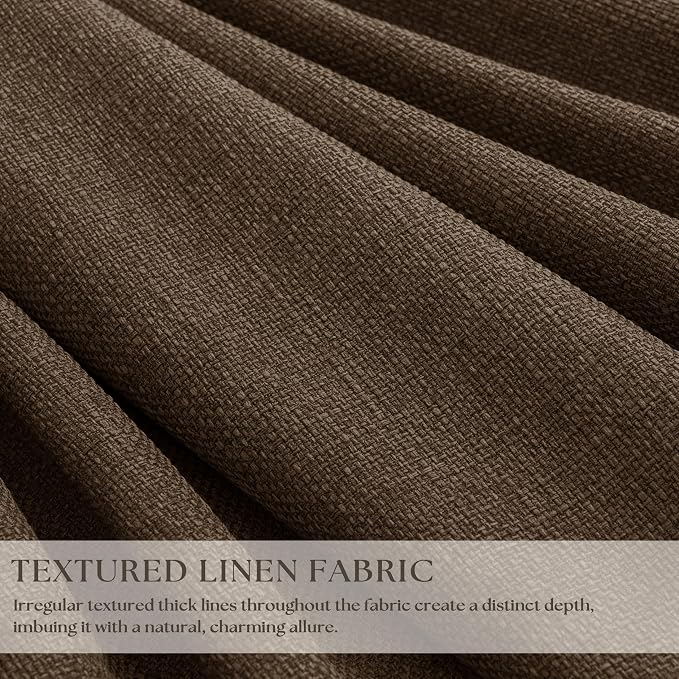 Brown Linen Pinch Pleated Black Out Memory Trained Curtains 102 Inches Long | - Image 3
