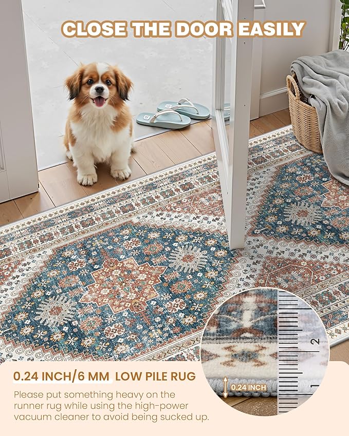 Runner Rug 2x8 Runners for Hallways Washable Rugs, Non Slip Low Pile Soft - Image 6