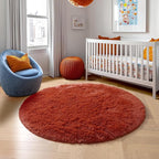 Amdrebio Terracotta Rust Round Area Rug 4Ft - Image 7