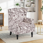 Pia Ricco Set of 2 Floral Accent Chairs, High Back Upholstered Armchairs - Image 5