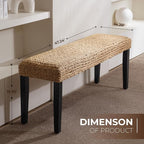 Entryway Bench with Solid Wood Acacia, Water Hyacinth Indoor Bench Seat - Image 2