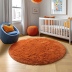 Amdrebio Burnt Orange Large Round Circle Rug 8Ft - Image 7