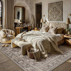 8x10 Coffee Brown Vintage Floral Washable Area Rug - Image 2