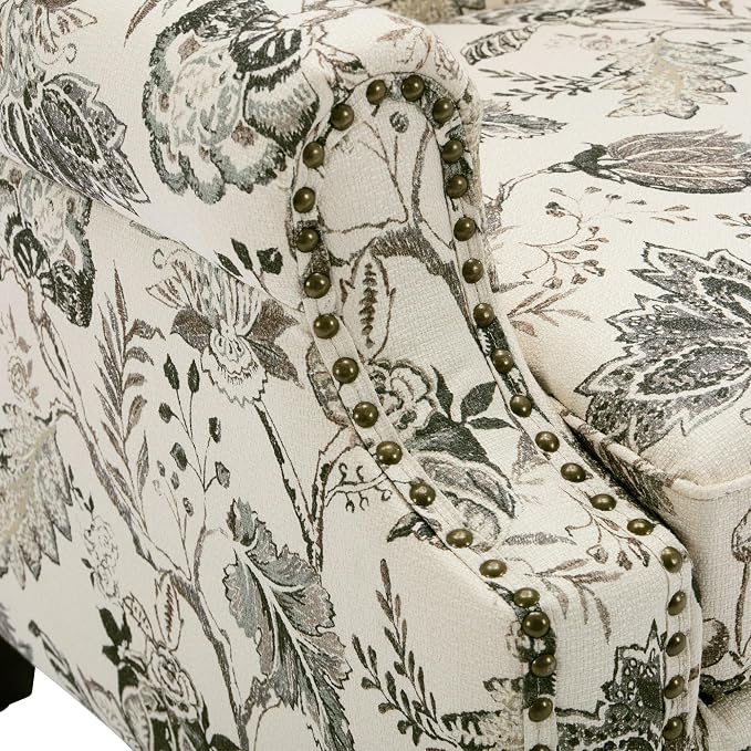 Pia Ricco Set of 2 Floral Accent Chairs, High Back Upholstered Armchairs - Image 5