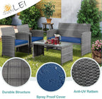 SUNLEI 4 Pcs Patio Ratten Set, Outdoor Furniture Set Wicker Conversation Set - Image 7