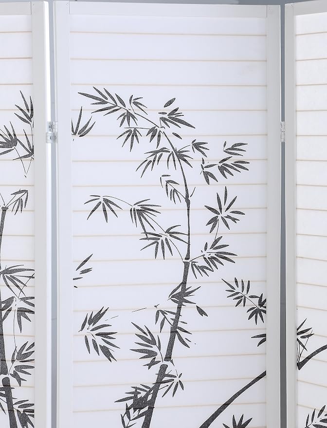 Roundhill Bamboo Print 4-Panel Framed Room Screen/Divider - Image 3