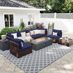 UPHA 9 Pieces Patio Furniture Sets, Wicker Outdoor Sectional Sofa Couch by UPHA