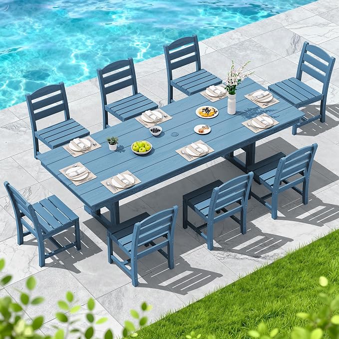 SERWALL Outdoor Armless Dining Chairs Set of 2, All-Weather HDPE Patio Chair - Image 5