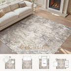 UERMEI Square Area Rugs : Washable 6x6 Neutral Modern Abstract Carpet - Image 3
