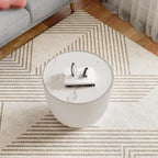 Henf Marble Round Side Table, 19.7" Fluted End Table - Image 6