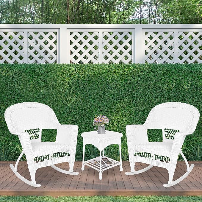 Jeco 3 Piece Rocker Wicker Chair Set - Image 4