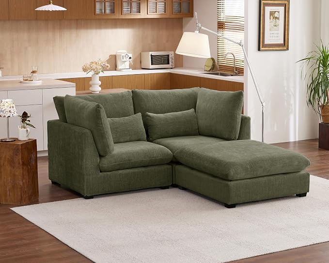 77" Oversized Chenille Couch Modular Sectional Sofa, Washable Cloud Couch - Image 4