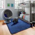 Navy Area Rugs for Bedroom Living Room, 4x6 Blue Fluffy Indoor Bedside Floor Rug - Image 9