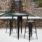 Flash Furniture Lily 4 Pack Commercial Grade 30" High Backless Black Metal - Image 2