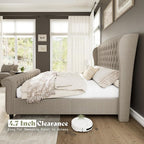 AMERLIFE King Size Platform Bed Frame, Linen Upholstered Sleigh Bed - Image 7