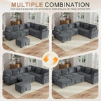 Hanherry Sectional Couch with Pull Out Sofa Bed, Corduroy Sleeper Sofa with - Image 7