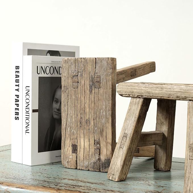 Artissance 11" W Rectangular Natural Wood Vintage Mini Stool - Image 9