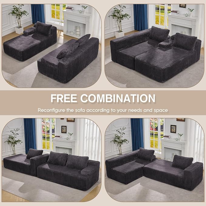 Hobestluk Modular Sectional Sofa Couches L-Shape Couch 3 Seat Modular Sofa - Image 5
