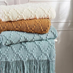 BOURINA Almond Throw Blanket 50 x70 Inches Jacquard Argyle Throw Textured Solid - Image 7