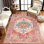 Yamaziot Washable Area Rug, 4x6 Non-Slip Boho Living Room Bedroom Rug | Stain - Image 7