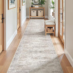 2x10 Runner Rug Non Slip, Washable Hallway Runner Rug, Taupe | Long Neutral Rugs - Image 3