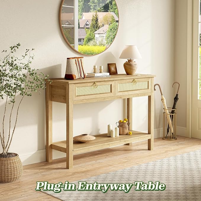 SUPERJARE Rattan Console Sofa Table - Image 3