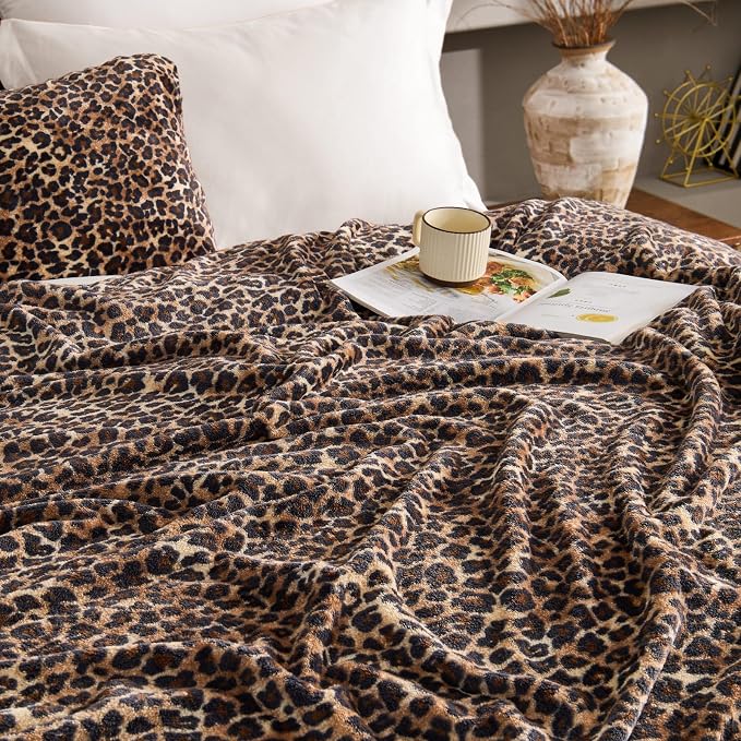 BEDELITE Fleece Blanket Soft Plush Twin Size Blanket Brown Leopard 60"x80" | - Image 6