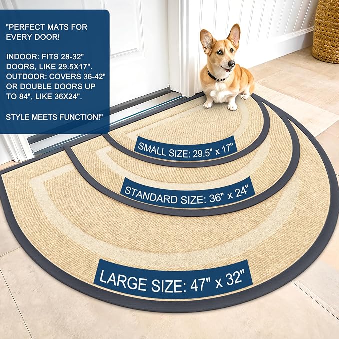 OLANLY Half Circle Front Door Mat Outside 35x23 All-Season Rubber Doormat | - Image 3
