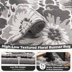 Findosom Hallway Runner Rug 2x6, Non Slip High-Low Textured Floral Washable - Image 6