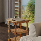 Chesterfield Wood & Cane Accent Table in Brown - Image 2