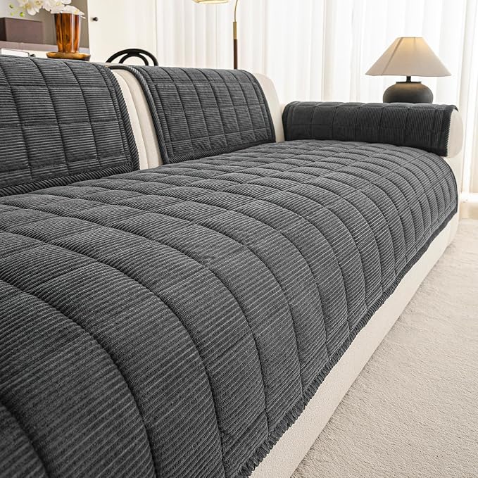Velvet Couch Covers for Sectional Sofa Washable, Non-Slip L Shaped Sectional - Image 8