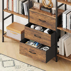 AFLUI Triple Bookshelf with 3 Fabric Drawers, 5-Tier Book Shelf and 10 Display - Image 3