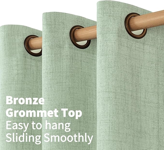 YoungsTex Sage Green Linen Curtains 80 Inches Long - Image 6