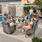 Weaxty 7 Pieces Patio Furniture Set, Wicker Outdoor Swivel Rocking Chairs - Image 9