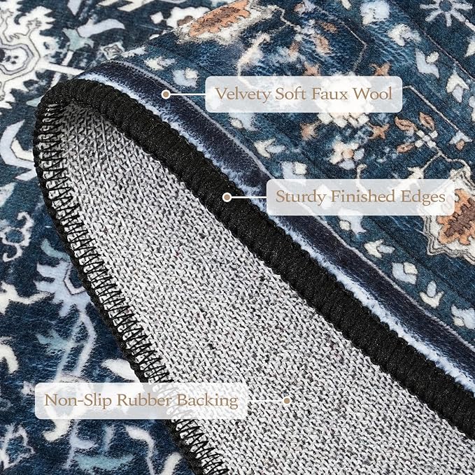 Rugflix 2x3 Entrance Rugs, Washable Navy Blue Entry Small Rug | Machine - Image 2