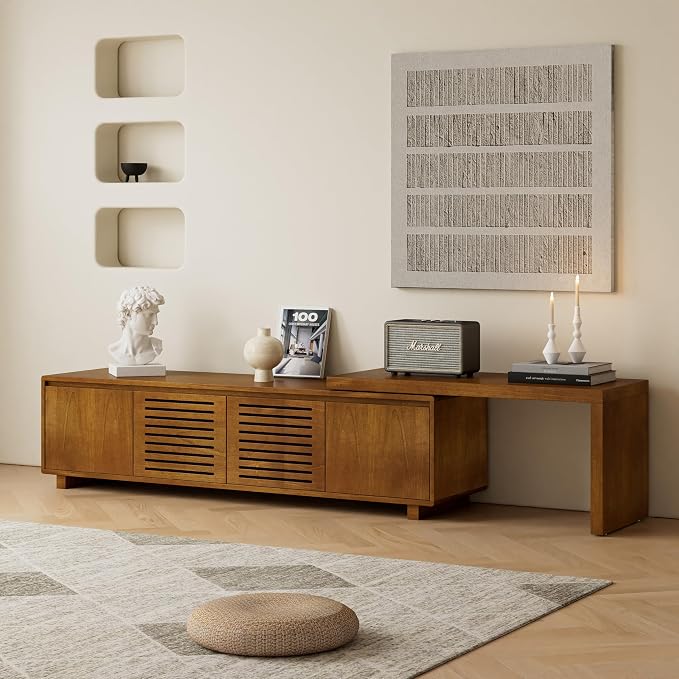 LKTART Mid Century Modern TV Stand, Extendable Entertainment Center - Image 9