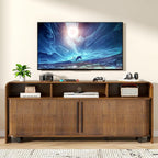 Walnut TV Stand for 65 70 75 Inch TV, Fluted Mid Century Modern TV Console - Image 2