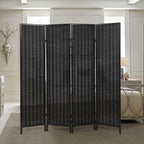 Roundhill Furniture Inkwell 4-Panel Bamboo Room Divider, Folding Portable - Image 2