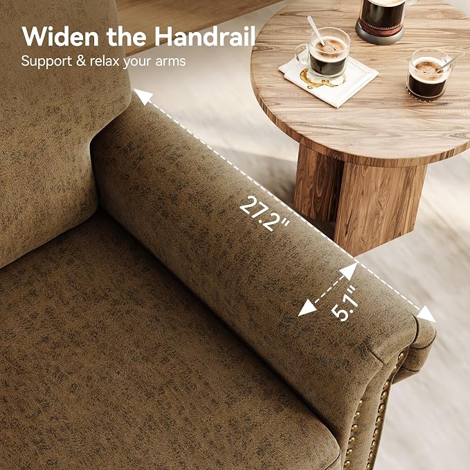 Nailhead Trim Accent Chairs Set of 2, Faux Leahter Mid Century Modern Living - Image 2