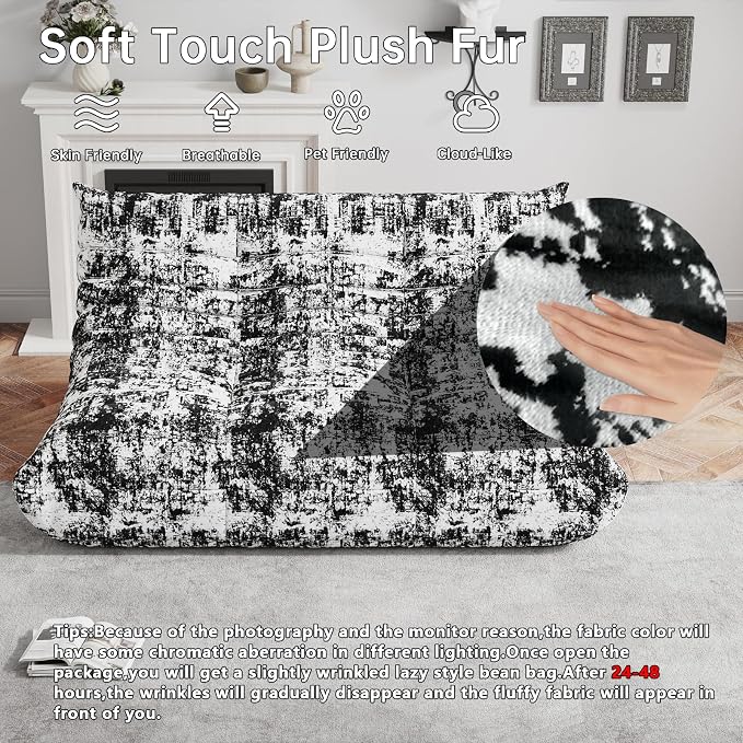 Bean Bag Chairs for Adults, Memory Foam Couch Loveseat Sofa Chair, Soft Teddy - Image 3