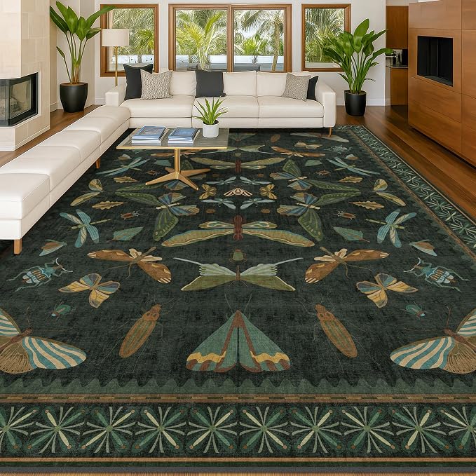 Forest Green Rugs for Living Room by HazoHaus