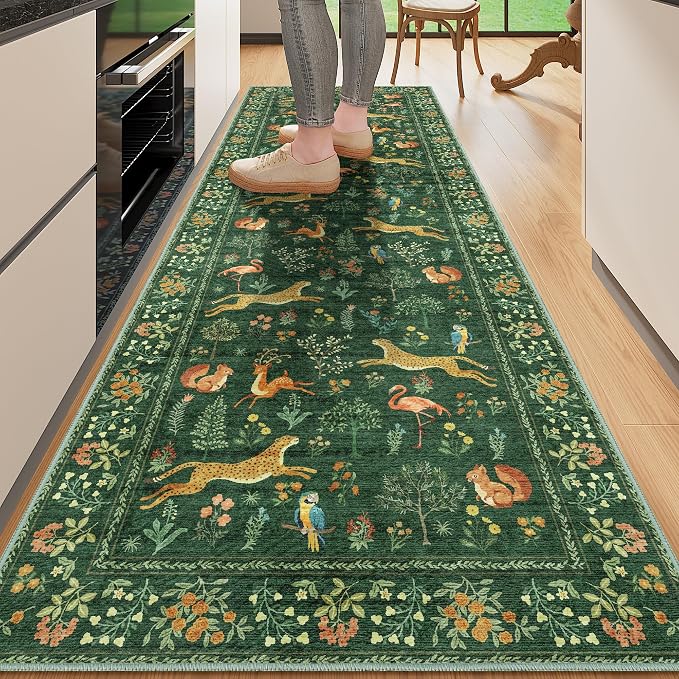 DUKINO 2x6 Runner Rug, Washable Animal Kitchen Rugs Non Slip, Low Pile by DUKINO