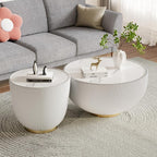 SSLine Bowl-Shape Coffee Table Set of 2 Modern Sintered Stone Top Nesting - Image 3