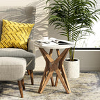 Pedestal Farmhouse End Table, Distressed Top - Image 4