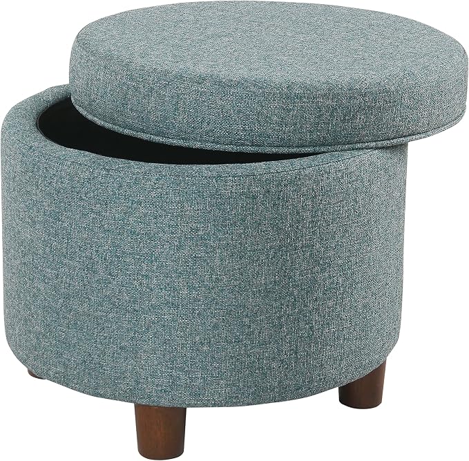 Homepop Home Decor | Upholstered Round Storage Ottoman | Ottoman by HomePop