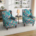 Pia Ricco Set of 2 Floral Accent Chairs, High Back Upholstered Armchairs - Image 8