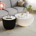 Round Marble Coffee Table Set of 2, 2 Piece Coffee Table and End Table by Henf