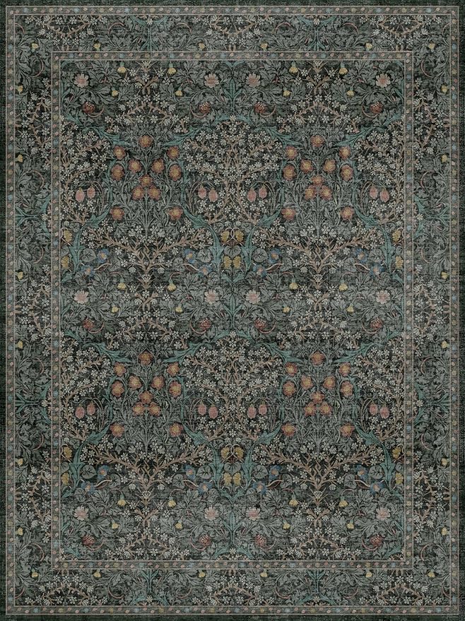 Washable Dark Green Rug for Living Room - Image 3