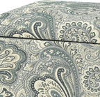 Adeco 18" Cube Storage Ottoman in Blue Paisley, Upholstered Linen Foot Stool & - Image 5