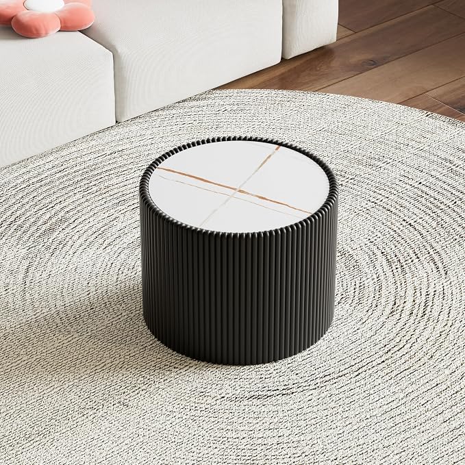 2-Piece Round Nesting Coffee Table Set, 29.52" Marble Coffee Table and End - Image 7